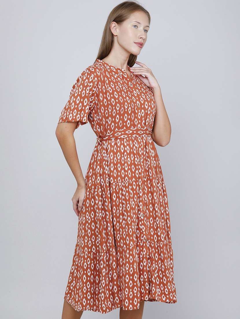 Women Printed Short Sleeves Tiered Dress - 22447047 -  Standard Image - 3