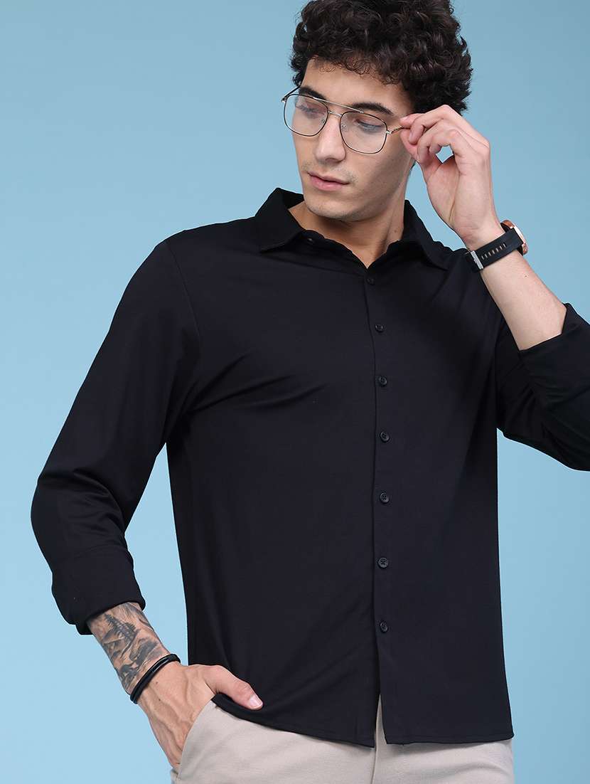 men solid long sleeves regular fit shirt