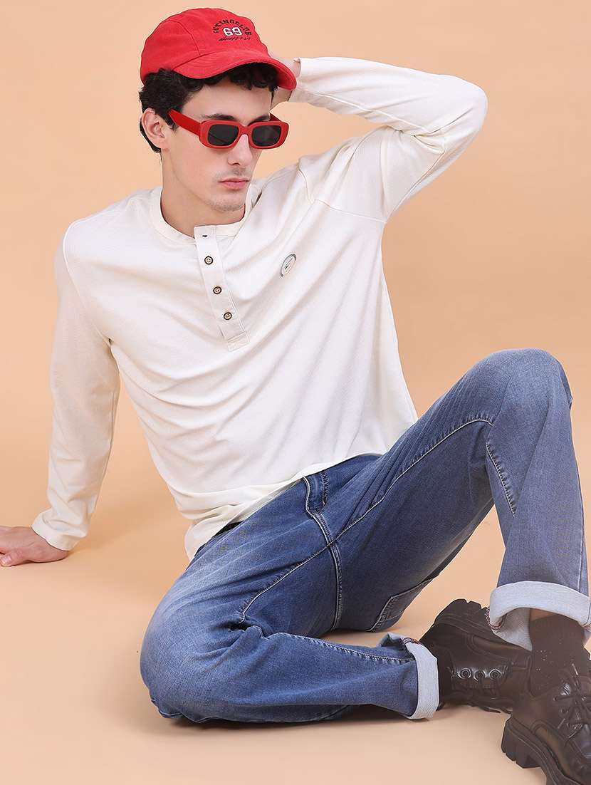 men solid long sleeves regular fit t-shirt