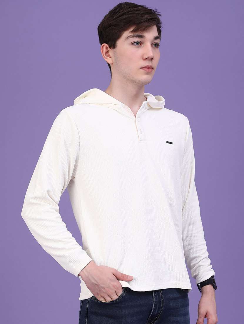 Men Textured Long Sleeves Hooded T-shirt - 22447135 -  Standard Image - 3
