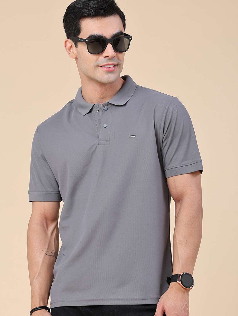 men solid short sleeves polo t-shirt