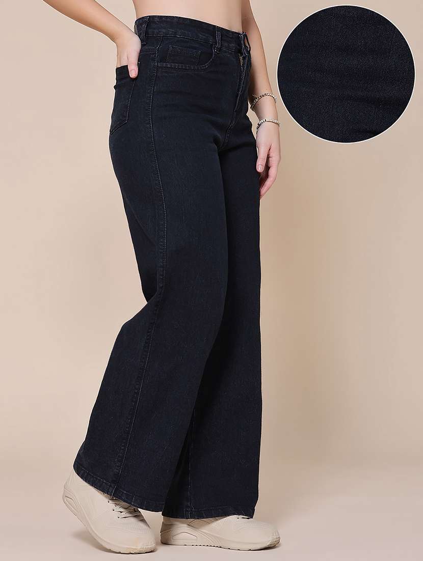 women solid high rise straight jeans - 22447187 -  Standard Image - 3