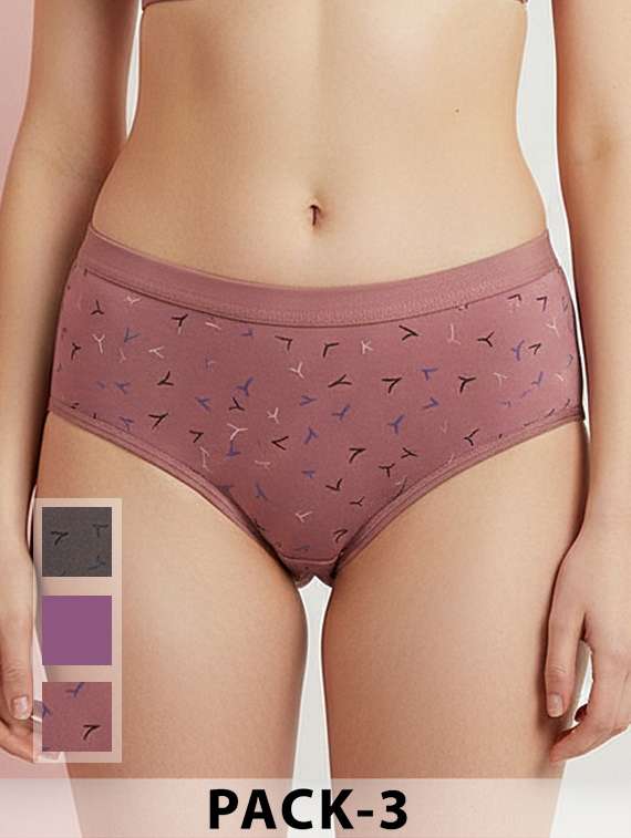 women pack of 3 printed mid rise hipster panty