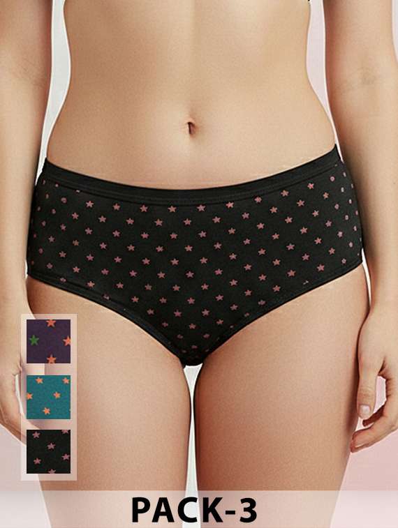 women pack of 3 printed mid rise hipster panty