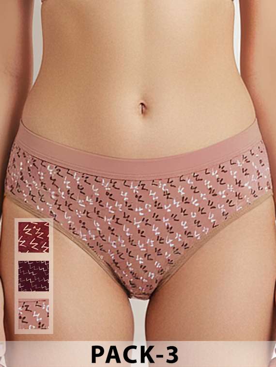 women pack of 3 printed mid rise hipster panty