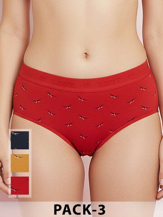 women pack of 3 printed mid rise hipster panty