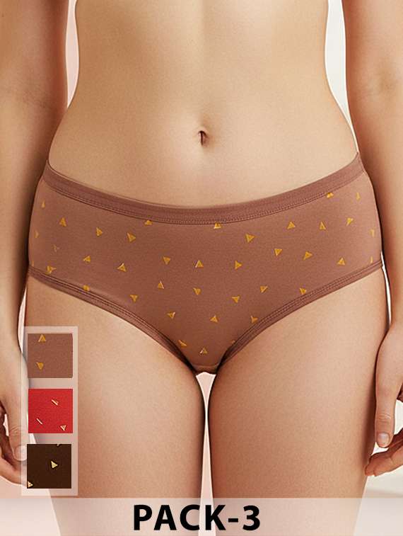 women pack of 3 printed mid rise hipster panty