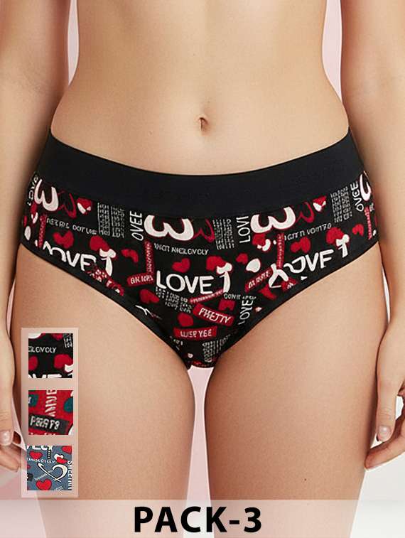 women pack of 3 printed mid rise hipster panty