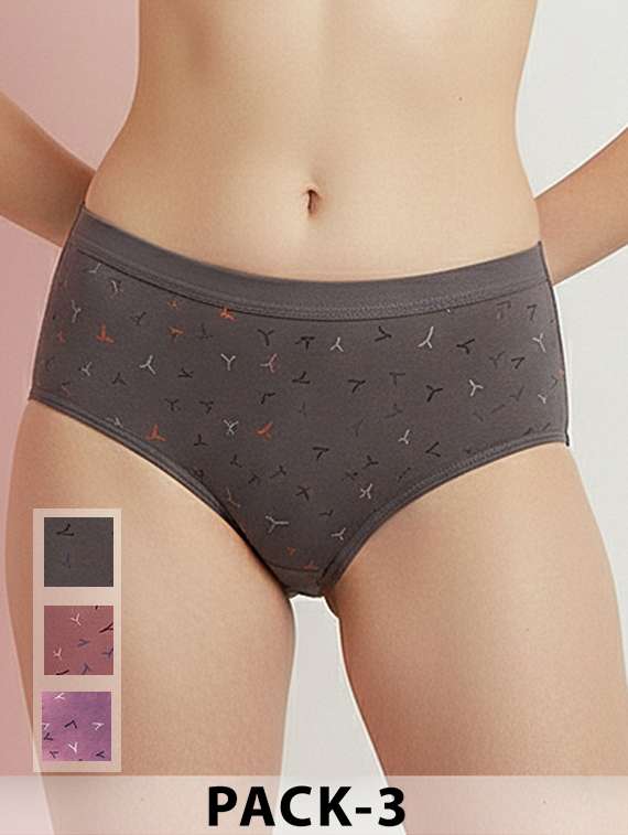 women pack of 3 printed mid rise hipster panty