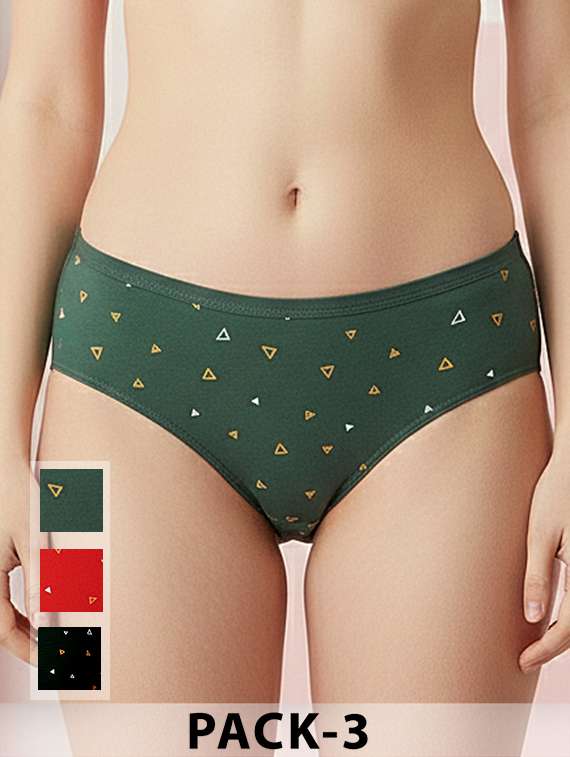 women pack of 3 printed mid rise hipster panty
