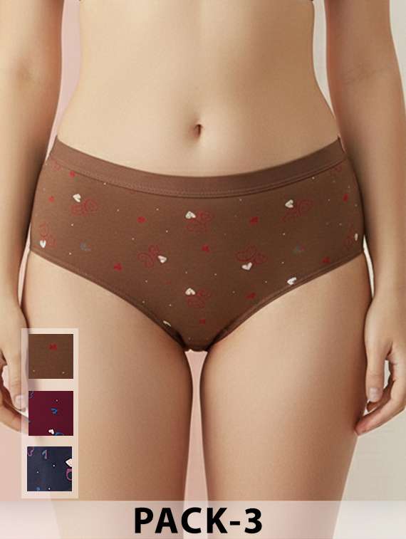 women pack of 3 printed mid rise hipster panty