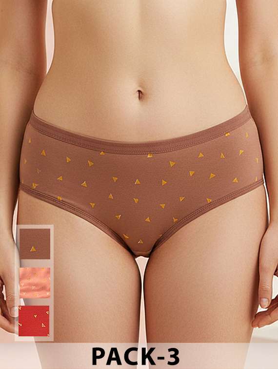 women pack of 3 printed mid rise hipster panty