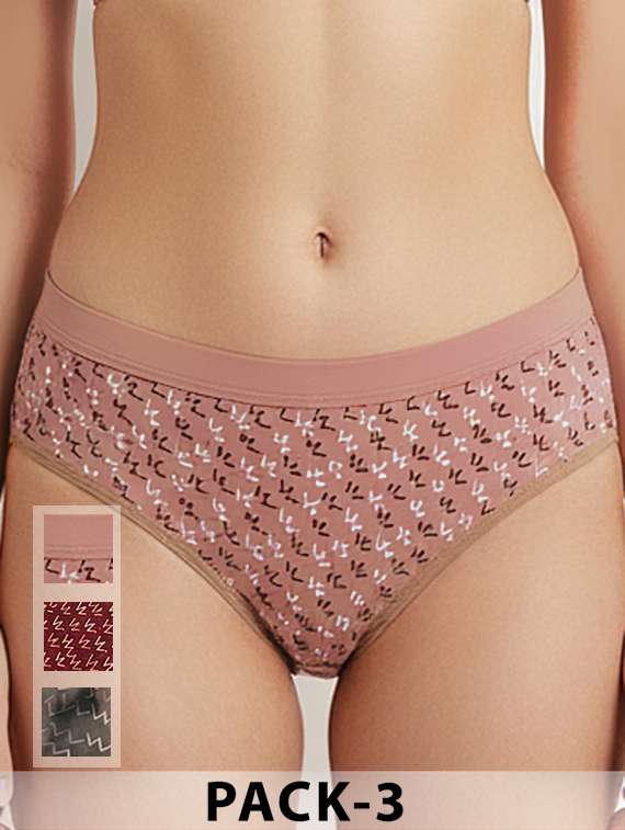 women pack of 3 printed mid rise hipster panty