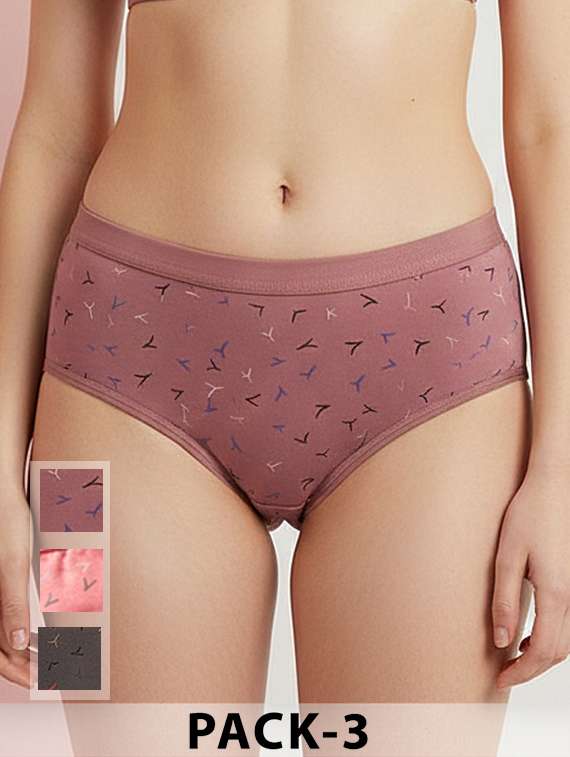 women pack of 3 printed mid rise hipster panty