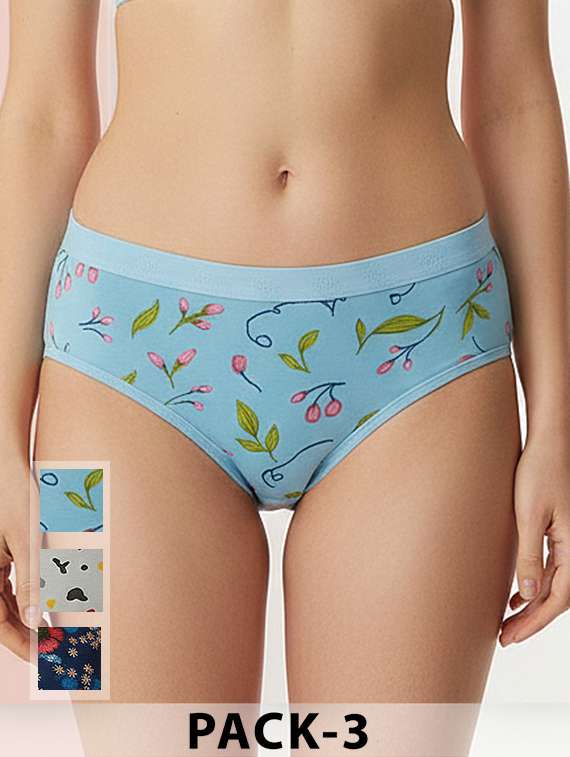women pack of 3 printed mid rise hipster panty