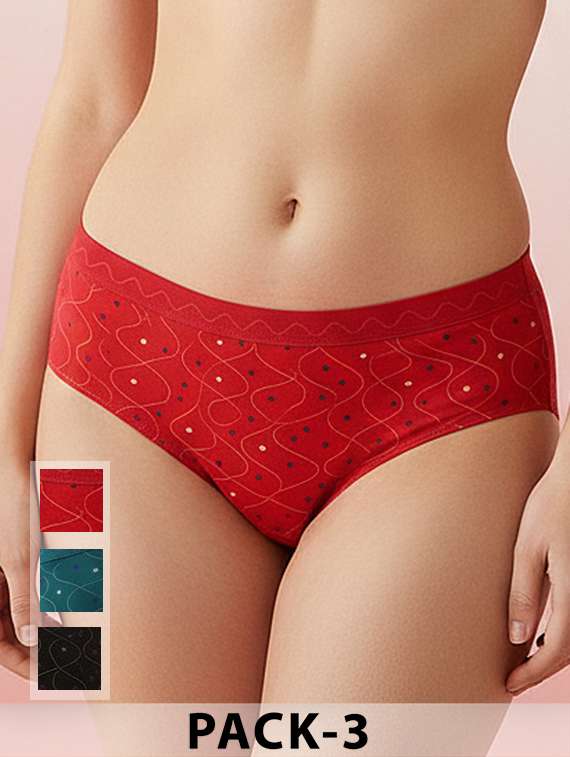 women pack of 3 printed mid rise hipster panty