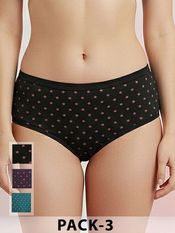 women pack of 3 printed mid rise hipster panty