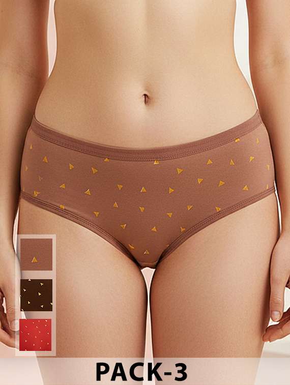 women pack of 3 printed mid rise hipster panty