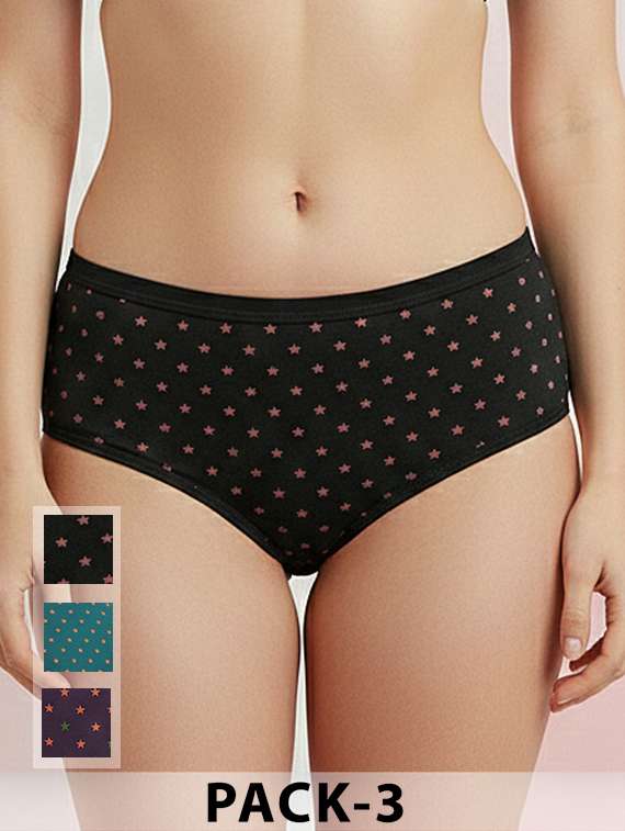 women pack of 3 printed mid rise hipster panty
