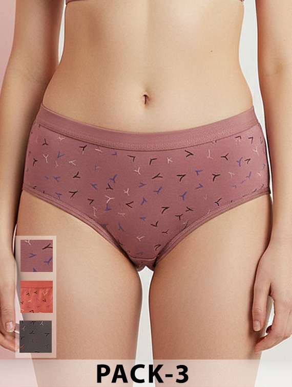 women pack of 3 printed mid rise hipster panty