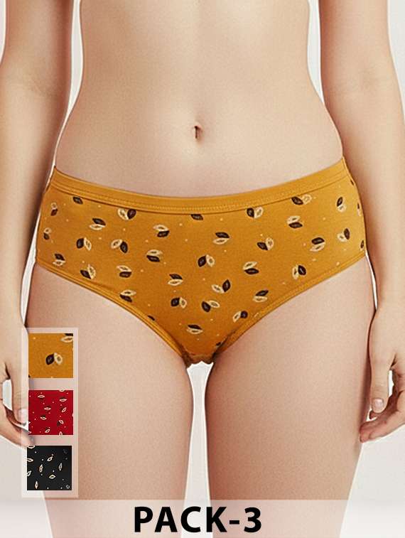 women pack of 3 printed mid rise hipster panty