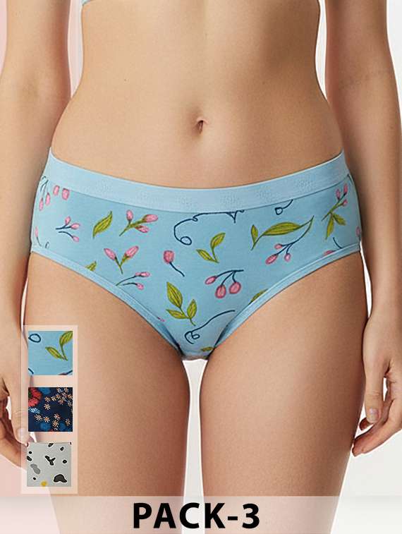 women pack of 3 printed mid rise hipster panty