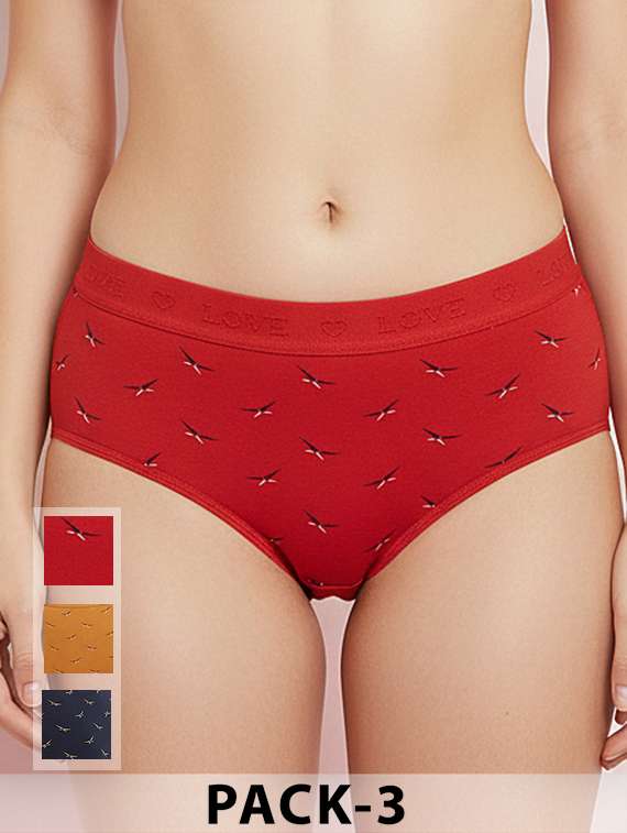 women pack of 3 printed mid rise hipster panty