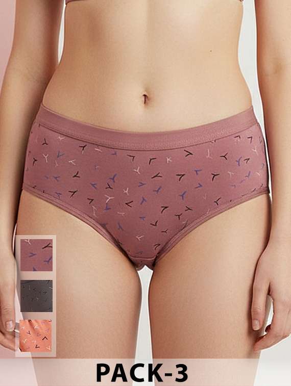 women pack of 3 printed mid rise hipster panty