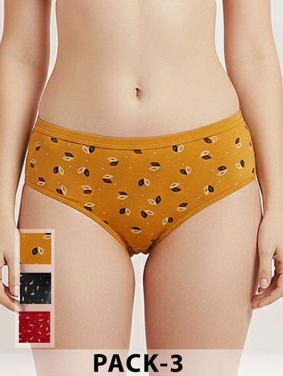 women pack of 3 printed mid rise hipster panty