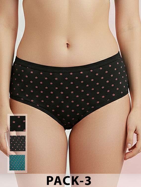 women pack of 3 printed mid rise hipster panty