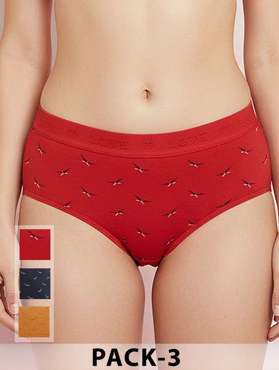 women pack of 3 printed mid rise hipster panty