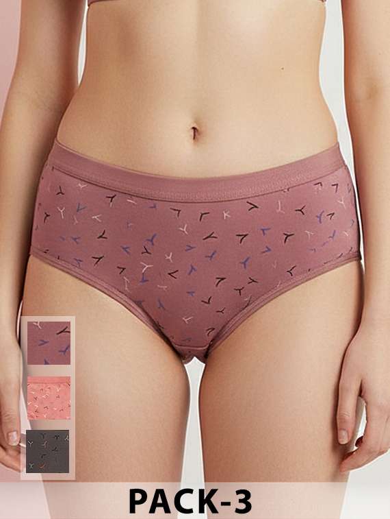 women pack of 3 printed mid rise hipster panty