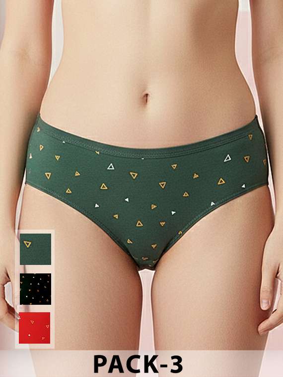 women pack of 3 printed mid rise hipster panty