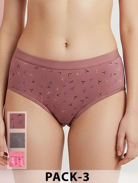 women pack of 3 printed mid rise hipster panty