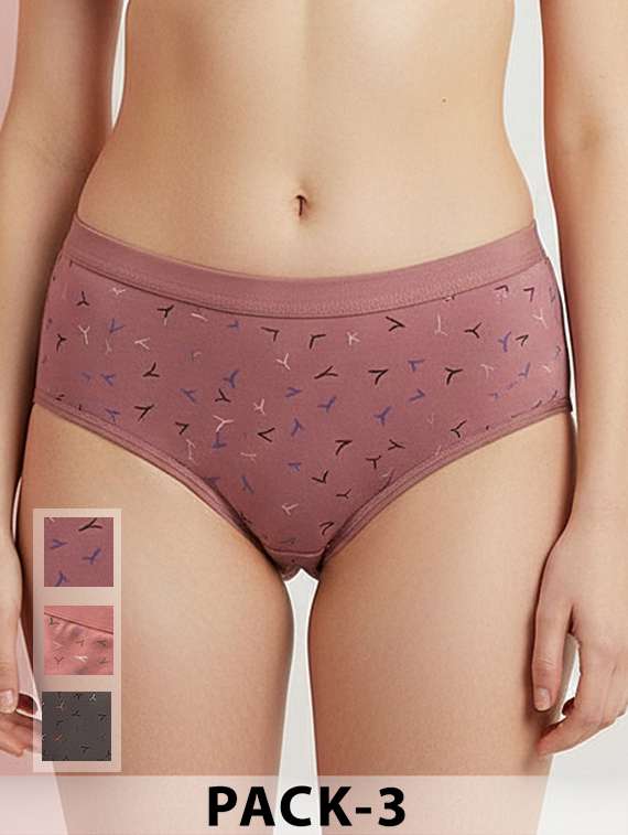 women pack of 3 printed mid rise hipster panty