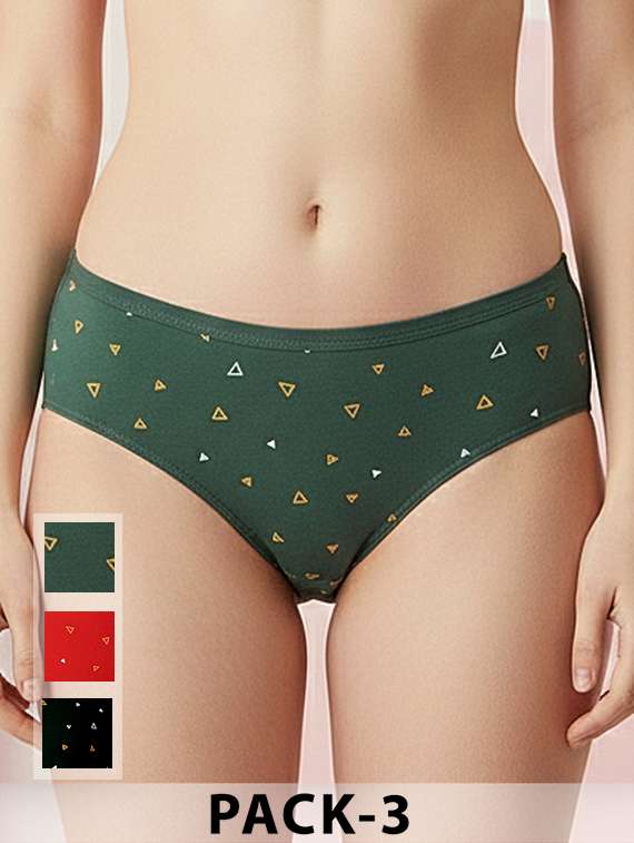 women pack of 3 printed mid rise hipster panty