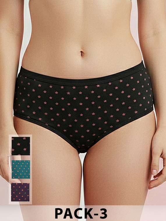 women pack of 3 printed mid rise hipster panty