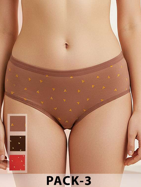 women pack of 3 printed mid rise hipster panty