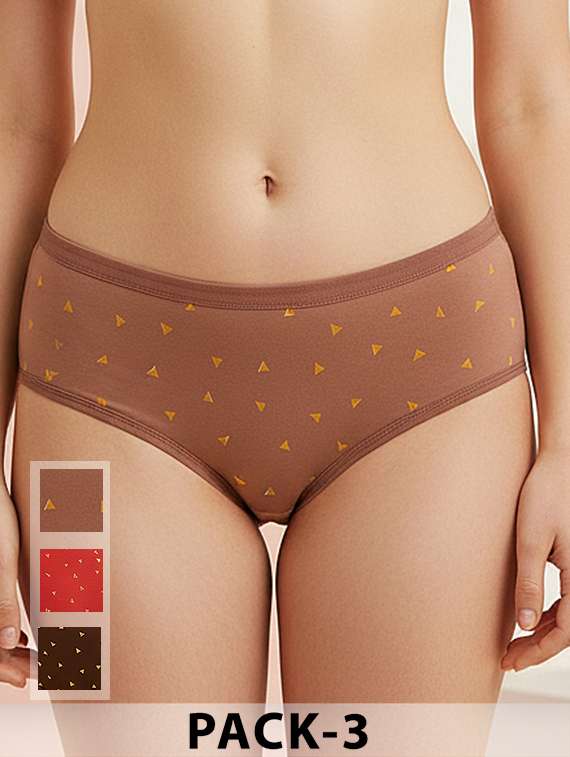women pack of 3 printed mid rise hipster panty