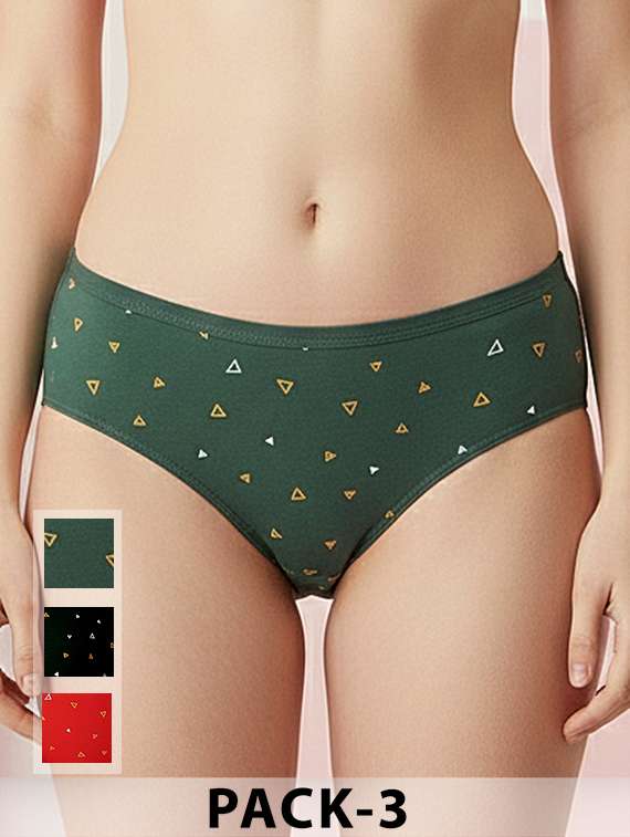 women pack of 3 printed mid rise hipster panty