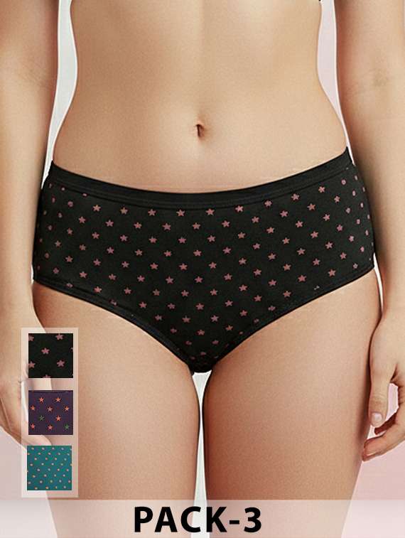 women pack of 3 printed mid rise hipster panty