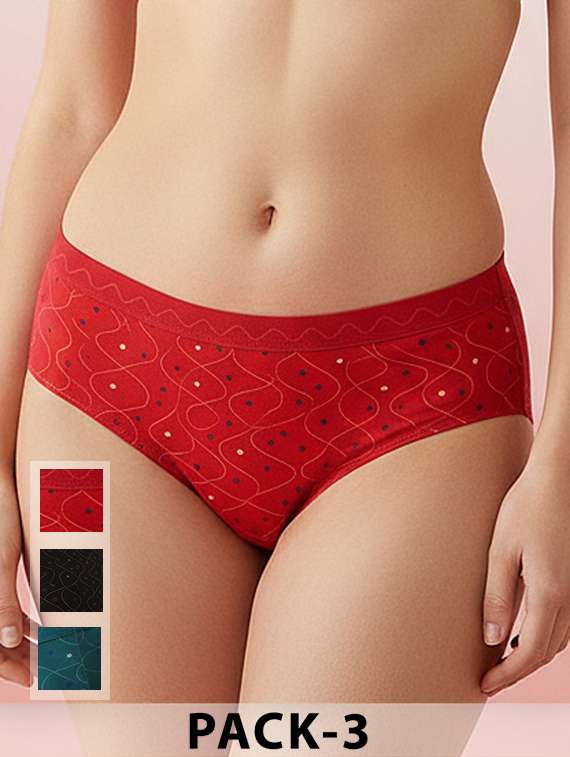 women pack of 3 printed mid rise hipster panty