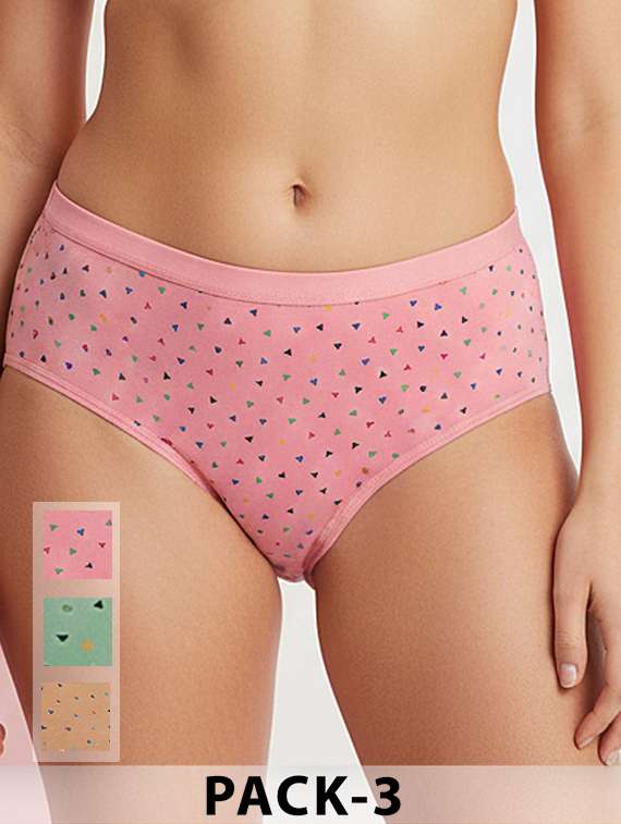 women pack of 3 printed mid rise hipster panty