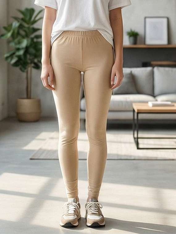 women solid mid rise ankle length leggings