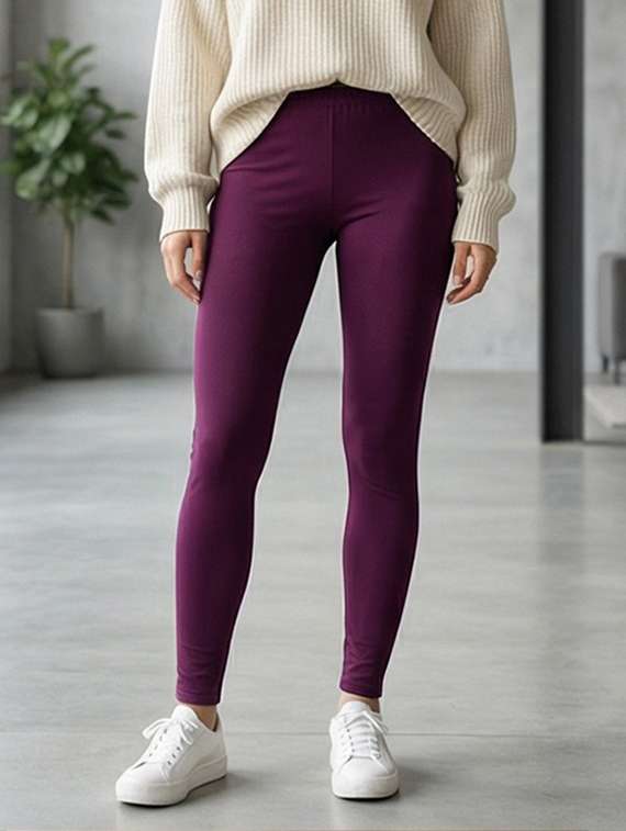 women solid mid rise ankle length leggings