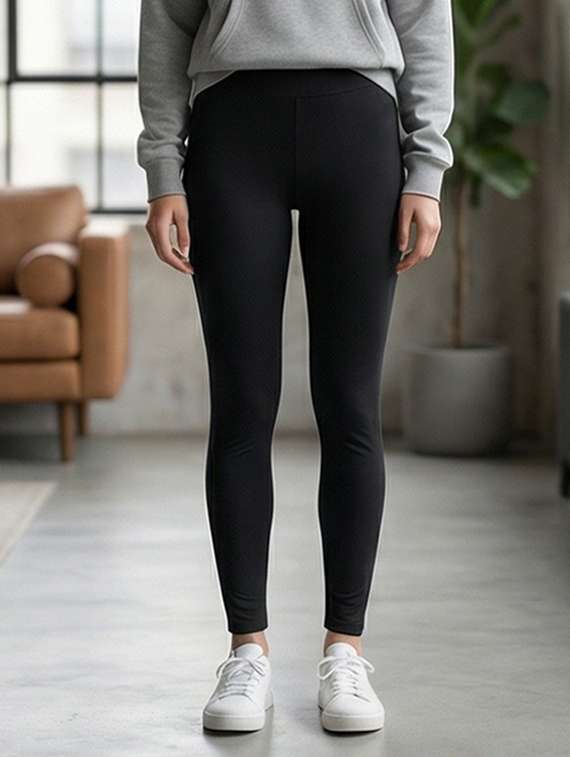women solid mid rise ankle length leggings