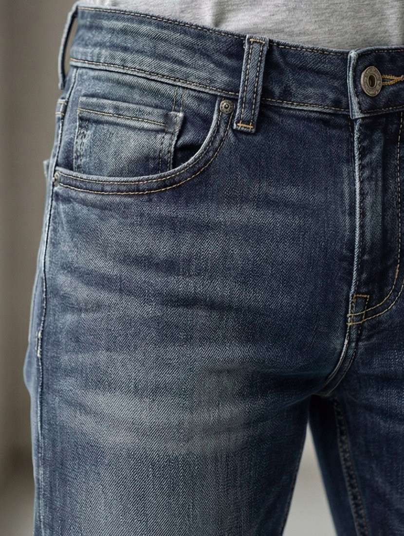 Men Washed High Rise Full Length Tapered Jeans - 22447629 -  Standard Image - 3