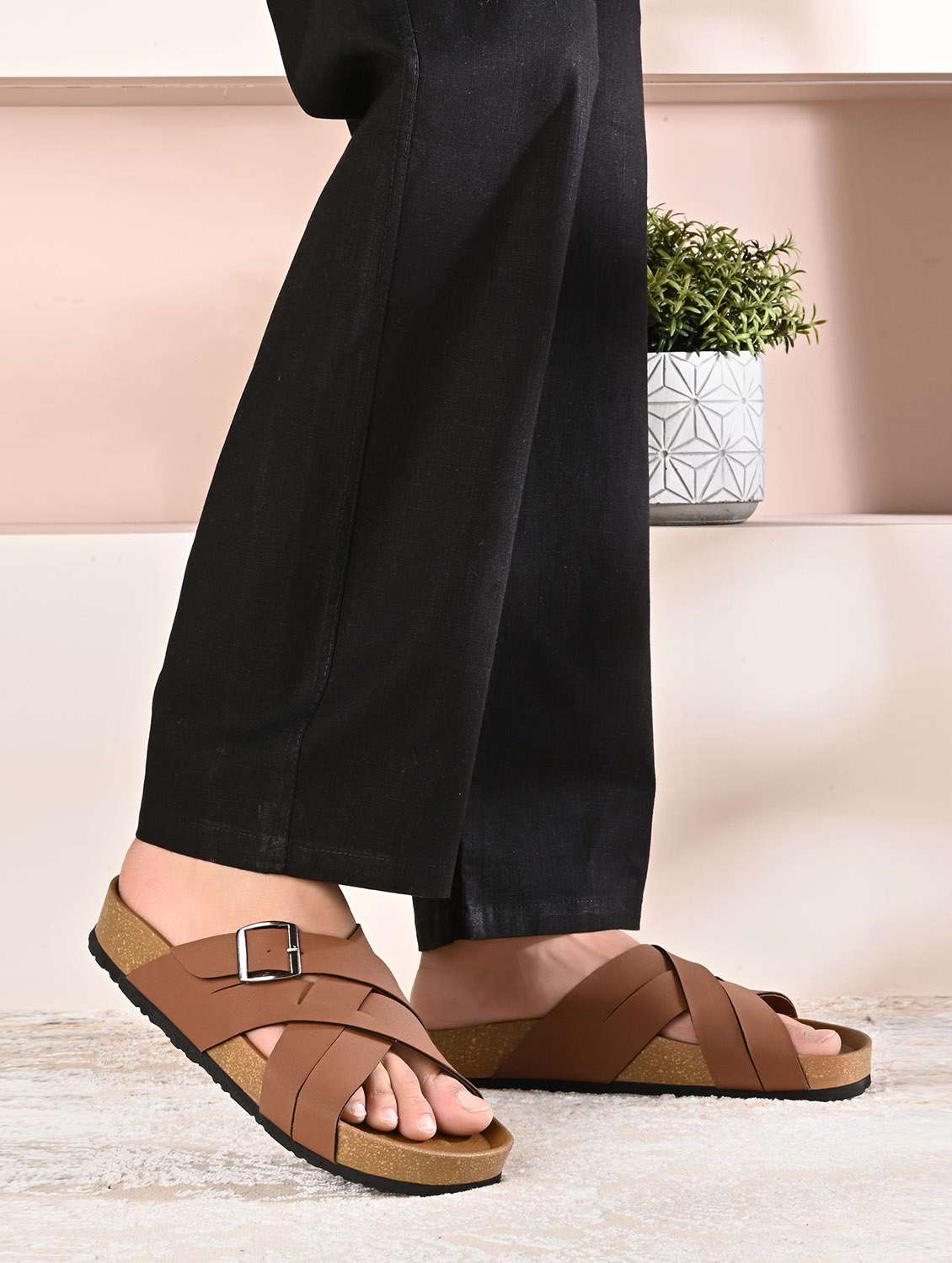 men solid slip on sandal - 22447680 -  Standard Image - 3