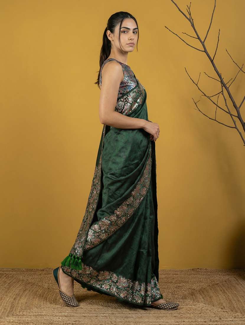 women printed bordered saree with blouse - 22447841 -  Standard Image - 3