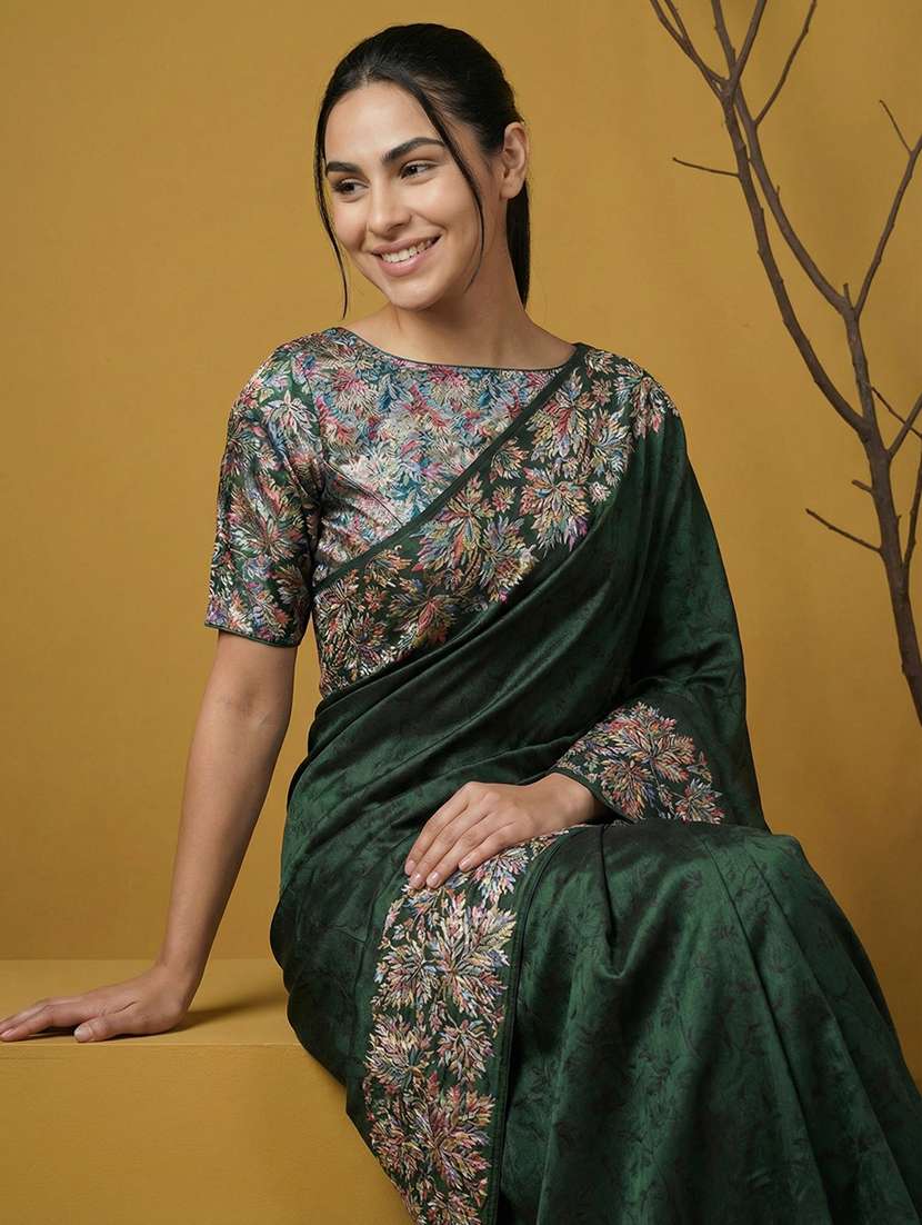 women printed bordered saree with blouse - 22447841 -  Standard Image - 5